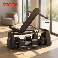 Banc de musculation pliable et réglable 4-en-1 Snode Safety, durable et peu encombrant, avec rangement dissimulé pour haltères, idéal pour les espaces compacts