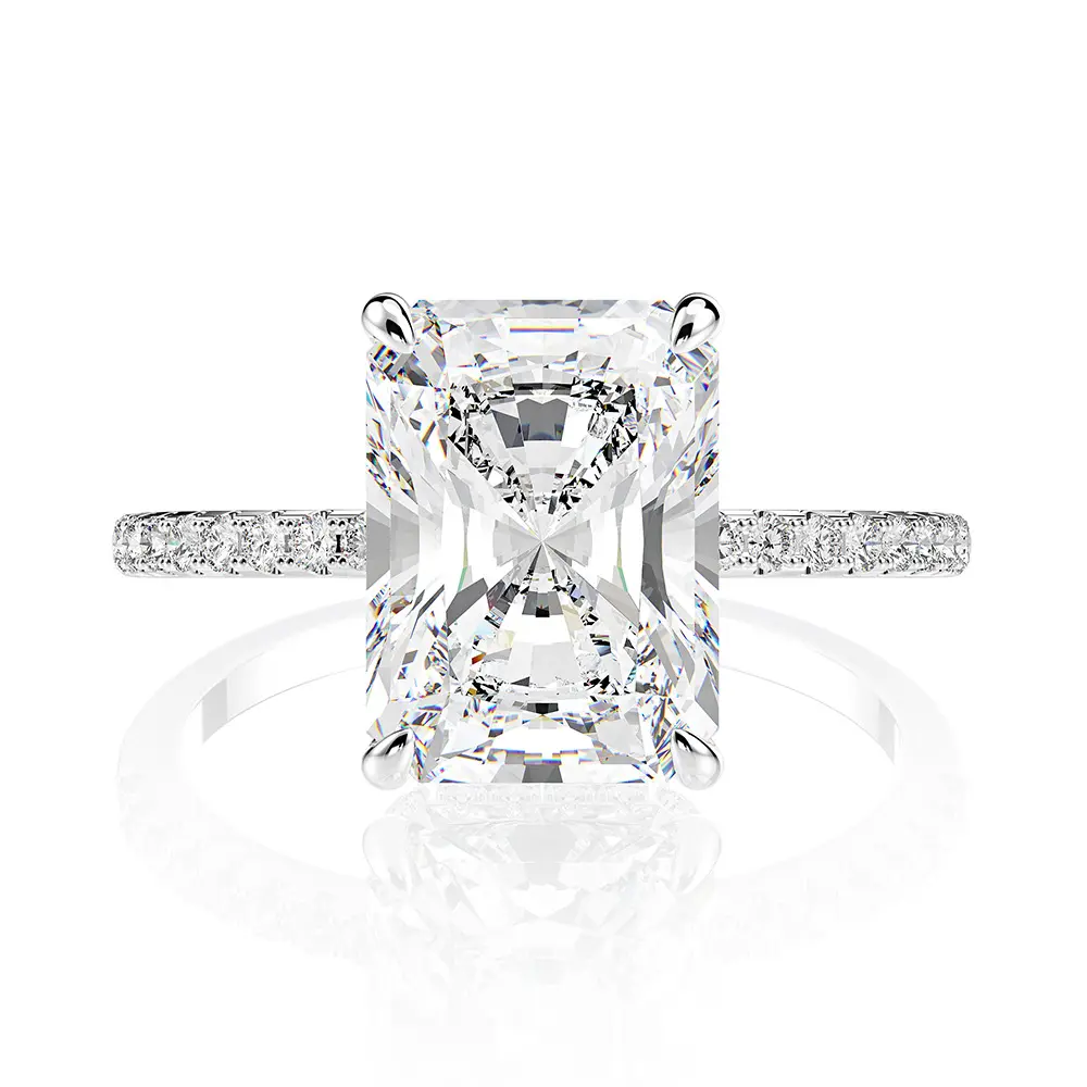 고품질 5A 큐빅 지르코니아 Retangle 다이아몬드 결혼 반지 925 스털링 실버 약혼 반지
