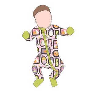 Piyama Bayi Bambu Motif Pink Halloween Merek Terkenal Custom Romper Bayi Bambu Lembut dengan Ritsleting untuk Anak Laki-laki dan Perempuan Grosir - Product Image 3