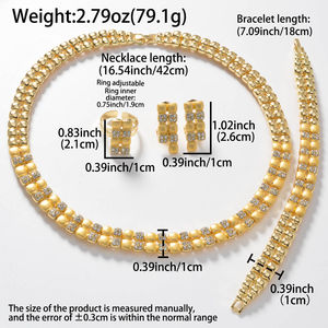 Ensemble de bijoux de mariée exquis plaqué or 14 carats avec zircon, collier, bracelet, boucles d'oreilles et bague pour mariage, fiançailles et fête - Product Image 5