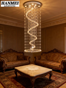 Lámpara Colgante de Cristal Estilo Europeo para Sala de Estar de Doble Altura, Restaurante, Diseño Moderno, Iluminación Decorativa Larga y Romántica HM - Product Image 3