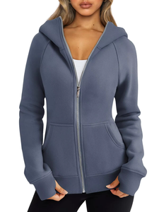 OEM Wholesale Breathable Anti-shrink Casual Long Autumn Winter Soft Fleece Heavy Thick <strong>Zipper</strong> <strong>Women</strong> Custom Logo Print <strong>Hoodie</strong> - Product Image 2