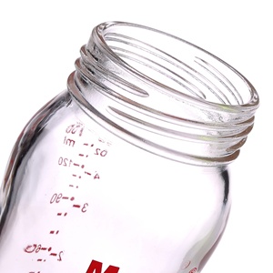 Bouteille de sucette en verre <span class=keywords><strong>anti</strong></span>-<span class=keywords><strong>colique</strong></span> OEM de 150ml avec conception d'impression animale sans BPA à petite bouche pendant 0 à 12 mois - Product Image 5