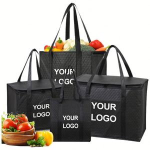 Bolsa Térmica para Entrega de Alimentos con Logotipo Personalizado, Bolsa Reutilizable Aislada de Tela No Tejida con Lámina de Aluminio - Product Image 1