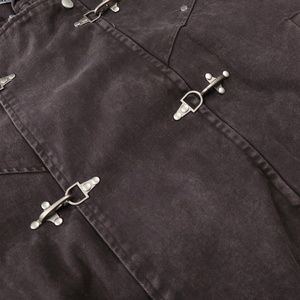 Neue Trendige Marke Amerikanische Retro Heavyweight Washed Distressed Denim-Jacke mit Flugzeugknöpfen, Überzieher und Motorrad-Stil - Product Image 5