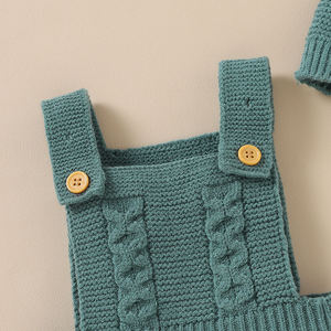 Mimixiong Ensemble de vêtements pour bébé en gros Ensemble doux unisexe pour bébé Pyjama à bretelles tricoté avec chapeau 2 pièces Costume pour filles garçons - Product Image 3