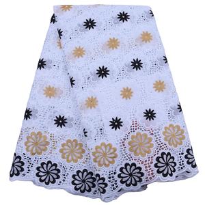 Vendita calda africano svizzero tessuto di pizzo di cotone con pietre per il partito di alta qualità a secco Voile pizzo di cotone per 1822 del vestito - Product Image 1