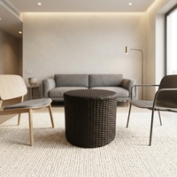 Mesa Auxiliar o de Centro Moderna de Aluminio con Mimbre Tejido, Modelo Darwin, para Interiores y Exteriores, Ideal para Garajes, Dormitorios y Baños