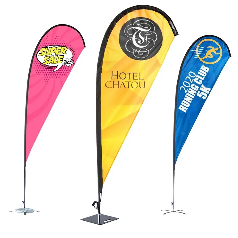 Banner volante all'aperto personalizzato striscione a goccia bandiere e striscioni promozionali con piume da spiaggia a goccia per bandiere personalizzate