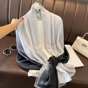 Wholesale 2024 Woman <strong>Silk</strong> <strong>Scarves</strong> for <strong>Women</strong> 90*180 cm Gradient Color Long Printing Female Satin Muslim Hijab - Product Image 1