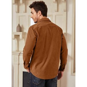 Custom Men's Casual Western Long Sleeve Shackets Corduroy Button <b>Down</b> Jackets with 2 Flap Pockets ASIN B0CVS117ZB - Product Image 4