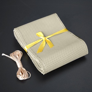 Housse de <span class=keywords><strong>volant</strong></span> de voiture en <span class=keywords><strong>cuir</strong></span> véritable 38CM, cousue à la main - Product Image 5