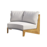 Outdoor-Sofa-Bank-Kombination aus Teakholz und Rattan, Wasserfest, Sonnenschutz, Bogenförmig für Garten, Innenhof, Balkon, Outdoor-Möbel