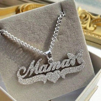 Collier délicat en acier inoxydable plaqué or PVD 14k 18k pour femme, bijou de la Fête des Mères, collier « Mama » pour maman