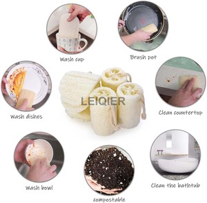 Éponge en loofah naturelle avec logo personnalisé, éponge en loofah biologique pour le nettoyage de la vaisselle en cuisine, exfoliant pour le corps et le visage - Product Image 3