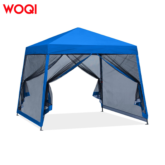 WOQI 10x10 Adjustable Height Outdoor Canopy Tent Customizable Logo Print Sun Shade Mesh Screen Side Walls Small Event Shelter