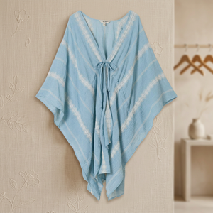 Kimono Largo Bordado para Mujer con Cierre de Cordón, 100% Algodón - Product Image 4
