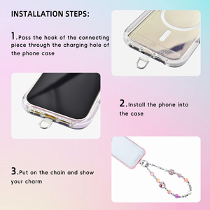 ATB forma di cachi perline perla bianca irregolare corpo in rilievo <span class=keywords><strong>bracciale</strong></span> del telefono cellulare cinturino per telefono cellulare - Product Image 4