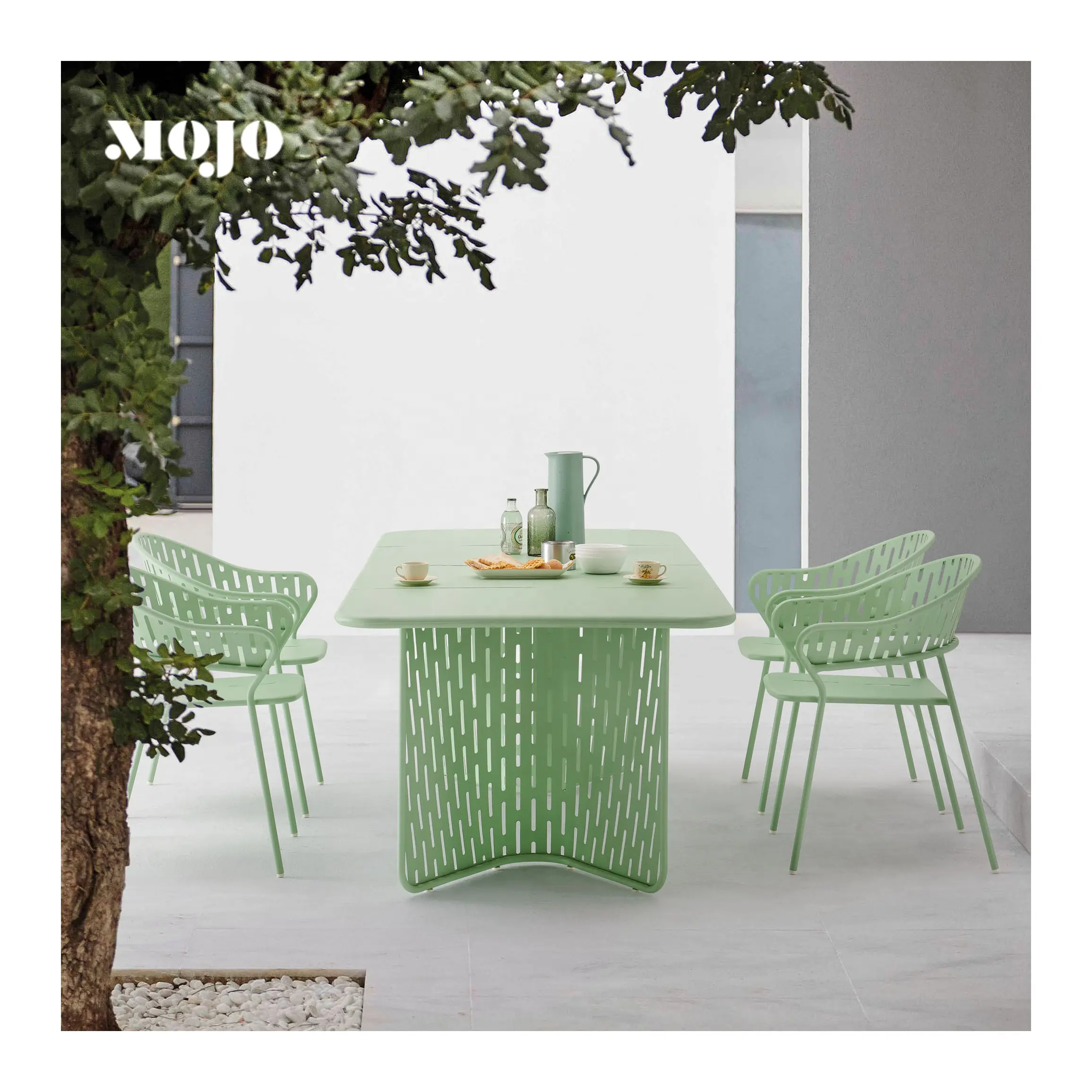 Foshan Garten Terrassen möbel Tisch und Stühle für 6 Outdoor-Ess-Set für Café und Restaurants Villa Möbel