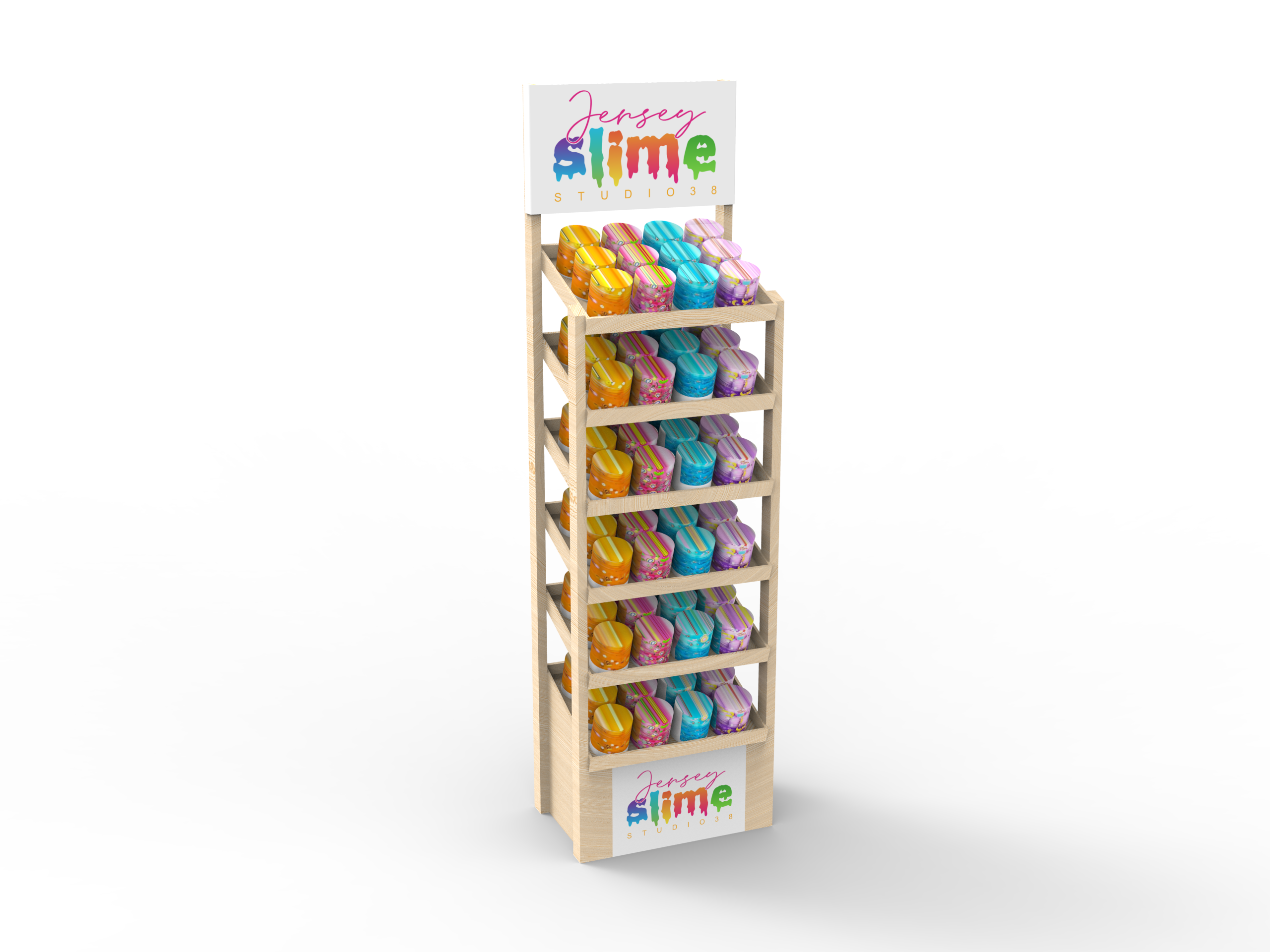 Custom Wooden Slime Display Stand 6- Tier Organizer for Toy Stores & Retail Shops — view 5