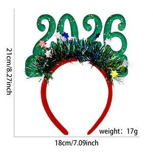 <b>Year's</b> Eve Christmas <b>Decoration</b> 2026 Hair Hoop <b>New</b> <b>Year</b> Party Glitter Colored Headband - Product Image 3