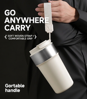 Mug à café isotherme en acier inoxydable personnalisé en gros avec cordon, tasse de voyage isolée, couvercle anti-fuite, pour boissons chaudes et froides