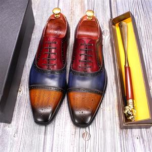 Chaussures pour hommes en cuir Oxford à la mode, faites à la main, pour les occasions formelles, les affaires, à la mode, multicolores, très vendues - Product Image 4