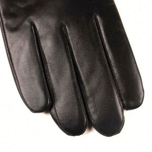 Gants d'hiver pour hommes en cuir de mouton noir, écran tactile, chauds - Product Image 3