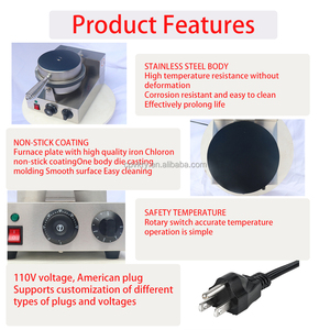 1300W thương mại thép không gỉ Waffle <span class=keywords><strong>Cone</strong></span> <span class=keywords><strong>Maker</strong></span> máy 110/220V trứng <span class=keywords><strong>Cone</strong></span> Baker không dính <span class=keywords><strong>Teflon</strong></span> lớp phủ Temp thời gian đồ ăn nhẹ - Product Image 2