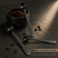 Ensemble de cuillères doseuses à long manche en acier inoxydable 18/10 PVD noir poli miroir, 6 pièces (1,25 ml, 2,5 ml, 5 ml, 7,5 ml, 10 ml, 15 ml) – Cuisine moderne