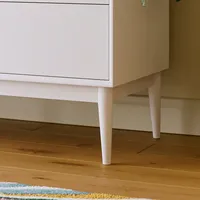 Commode blanche de style mid-century à 6 tiroirs, commode à pieds en bois, grand meuble de rangement pour vêtements de chambre