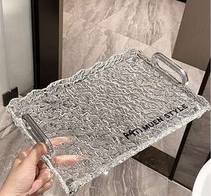 Plateau de service de nourriture en acrylique transparent ondulé personnalisé de conception classique plateau d'affichage rectangulaire transparent - Product Image 5