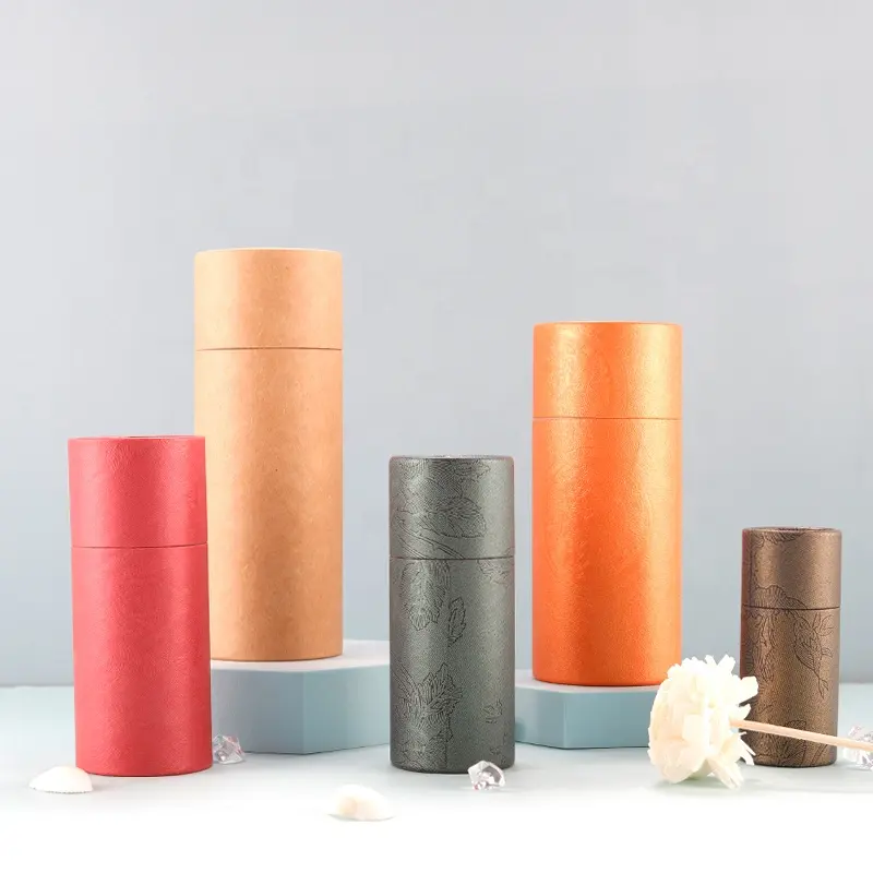 Factory customize paper cardboard tube luxury cylinder bottle packaging for perfume essential dropper bottle