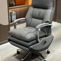Chaise de bureau en cuir véritable en gros, chaise de bureau en cuir PU, grande taille, inclinable, pivotante, ergonomique, électrique
