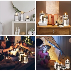 6 pièces <span class=keywords><strong>de</strong></span> bougeoirs carrés en verre cristal <span class=keywords><strong>de</strong></span> haute qualité et durables pour bougies chauffe-plat et bougies votives, pour <span class=keywords><strong>mariage</strong></span> et dîner - Product Image 6
