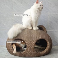 Nouvelle Tente Interactif Écologique en Carton Ondulé pour Chat, Résistante à l'Usure, en Forme de Tête de Chat, Nid et Tunnel