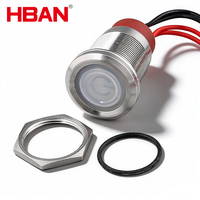 10A 22mm interruptor metálico control cocina, impermeable, antisuciedad, símbolo poder, autoenclavamiento/momentáneo, pulsador