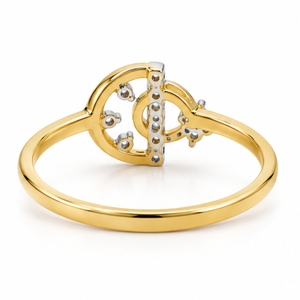 Bague pour femme en or jaune pur 22 carats |   Or 916 marqué d'un sceau |   Design étoile et lune avec accents en pierre |   Bijoux fins - Product Image 2
