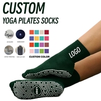 Chaussettes de yoga antidérapantes personnalisées de haute qualité avec logo brodé jacquard, chaussettes en coton respirantes pour femmes, chaussettes de danse Pilates