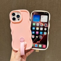 Coque de téléphone antichoc en TPU avec dragonne et bracelet, motif palette de couleurs macaron, pour iPhone 17 Air, 17, 16, 15, 14, 13 Pro Max