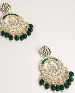 Boucles d'oreilles de luxe en alliage de zinc plaqué or, style lustre, avec perles d'imitation taille brillant, bijoux ethniques traditionnels indiens pour mariage - Product Image 4