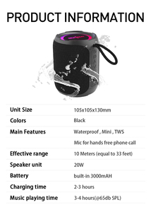 Tất Cả Các Vòng Ngoài Trời Đồng Hành 20W <span class=keywords><strong>Bluetooth</strong></span> Loa Tiêu Chuẩn Mạnh Mẽ 3000MAh TF Thẻ Hỗ Trợ AUX Đầu Vào Âm Thanh Cho Rạp Hát Tại Nhà Sử Dụng - Product Image 6