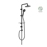 Ensemble de douche moderne pour salle de bain avec inverseur, barre coulissante double section, douchette à main 3 fonctions, jet de plafond, distributeur de savon et fixation murale pour lavabos