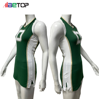 Robe de cheerleading verte à col halter, tenue de compétition sans manches à dos ouvert en spandex pour adolescentes, logo personnalisé