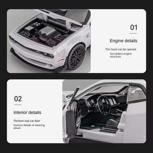 Coche de Metal Fundido a Presión SRT con Logotipo Personalizado, Escala 1:32, Simulación de Amortiguador, Sonido y Luz, Puerta Abatible, Modelo de Coche de Aleación - Product Image 5