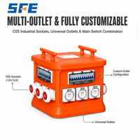 Boîte de prise de courant extérieure portable personnalisable SFE jaune, boîte électrique combinée SFE étanche, anti-poussière et ignifuge