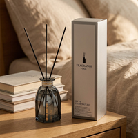 Diffuseur d'arômes d'intérieur décoratif en verre losange 120 ml, parfum Hôtel Shangri-La, désodorisant de salle de bain, diffuseur à bâtonnets pour la maison