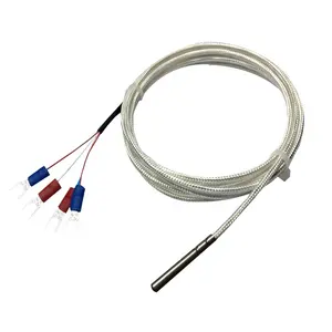 3 fios termopar rtd pt100 sensor de temperatura com fio de silicone
