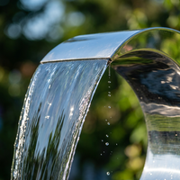 Vente Flash : Cascades artificielles incurvées en acier inoxydable pour piscines, jets, murs d'eau, fontaines et accessoires de jardin