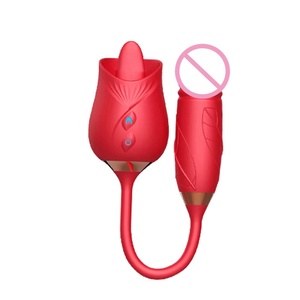 新款 2 合 1 USB 充电器 花朵红玫瑰性玩具假阳具振动器接吻 G 点阴蒂乳头刺激器女性用 - Product Image 1